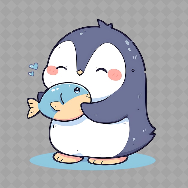 PSD uwielbiany i kawaii anime penguin boy with penguin wings png creative cute sticker collection