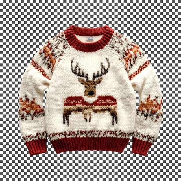 Uwielbiany świąteczny sweter z reniferem izolowany na przezroczystym tle