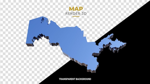 PSD 地域の境界線を持つウズベキスタン 3 d マップ ブルー テクスチャ
