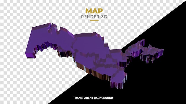 PSD mappa 3d dell'uzbekistan con texture in vetro viola e rendering di alta qualità