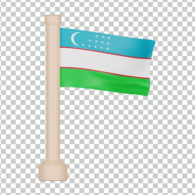 ウズベキスタンの国旗の 3d アイコン