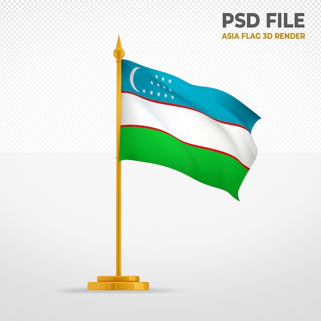 PSD bandiera dell'uzbekistan in stile 3d