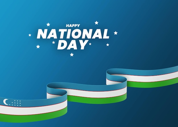 PSD uzbekistan flag design national independence day banner editable text and background