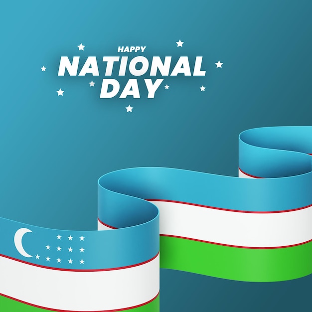 PSD uzbekistan flag design national independence day banner editable text and background