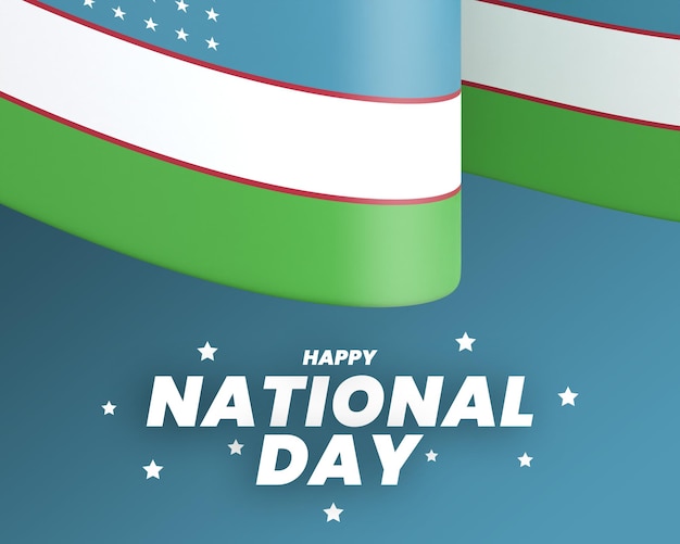 PSD testo e sfondo modificabili della giornata nazionale dell'indipendenza del modello di progettazione della bandiera dell'uzbekistan