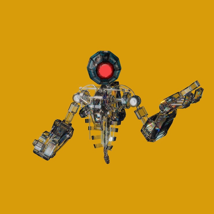 PSD üzerinde robot kelimesinin bulunduğu bir robot