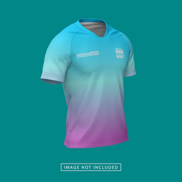 Mockup in jersey a maniche corte con scollo a v vista frontale