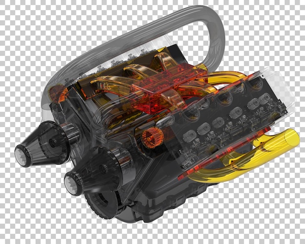 V6-motor på transparent baggrund 3D-rendering illustration