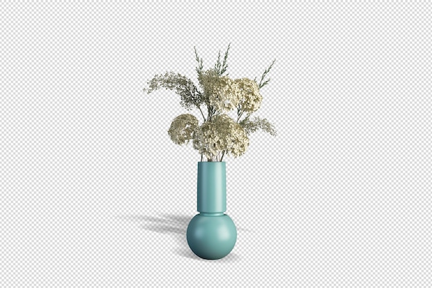 Vaas met bloemen in 3d-rendering