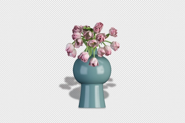Vaas met bloemen in 3d-rendering