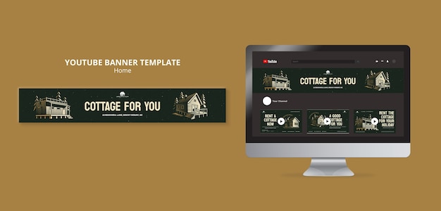 PSD vacation cottage rent youtube banner template