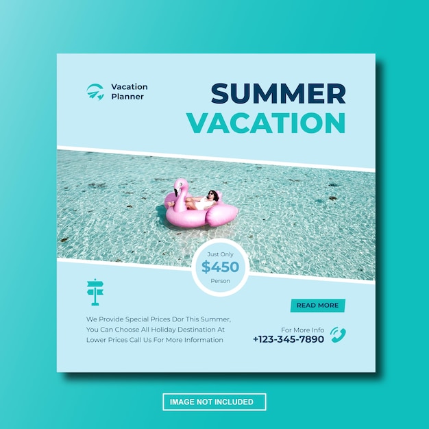 Vacation planner instagram post social media template