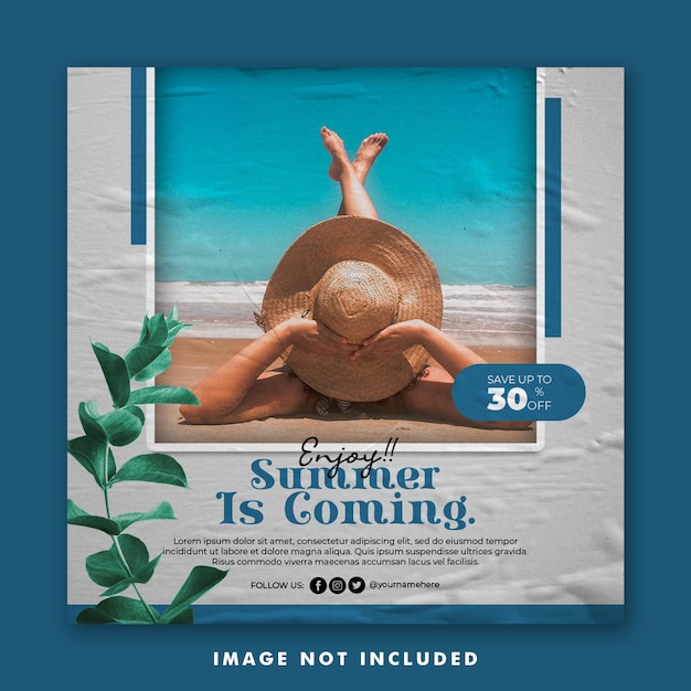 Vacation summer social media post banner template holiday