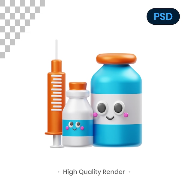 Vaccin 3D Render Illustratie Premium Psd