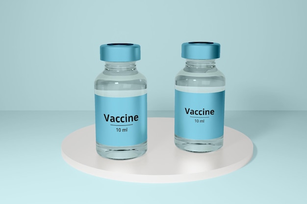 PSD vaccine 3d bottle mockup design