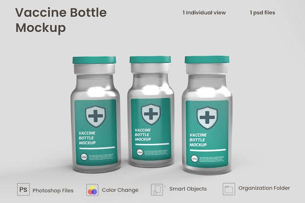 PSD vaccine bottles mockup isolated design premium psd