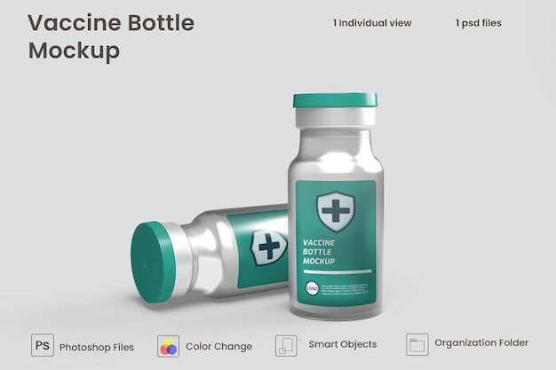 Vaccine bottles mockup isolated design premium psd