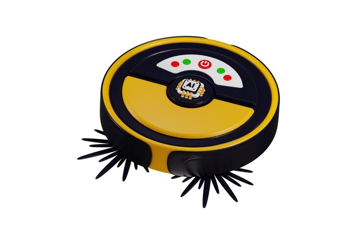PSD vacuum cleaner ai robot icon 3d render concept of artificial intelligence cleaning robot