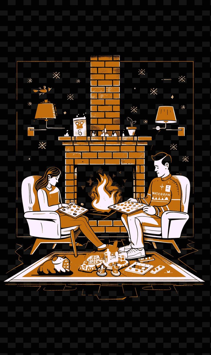 PSD vader en dochter spelen bordspellen in een woonkamer met png illustratie kunstwerk ontwerpen