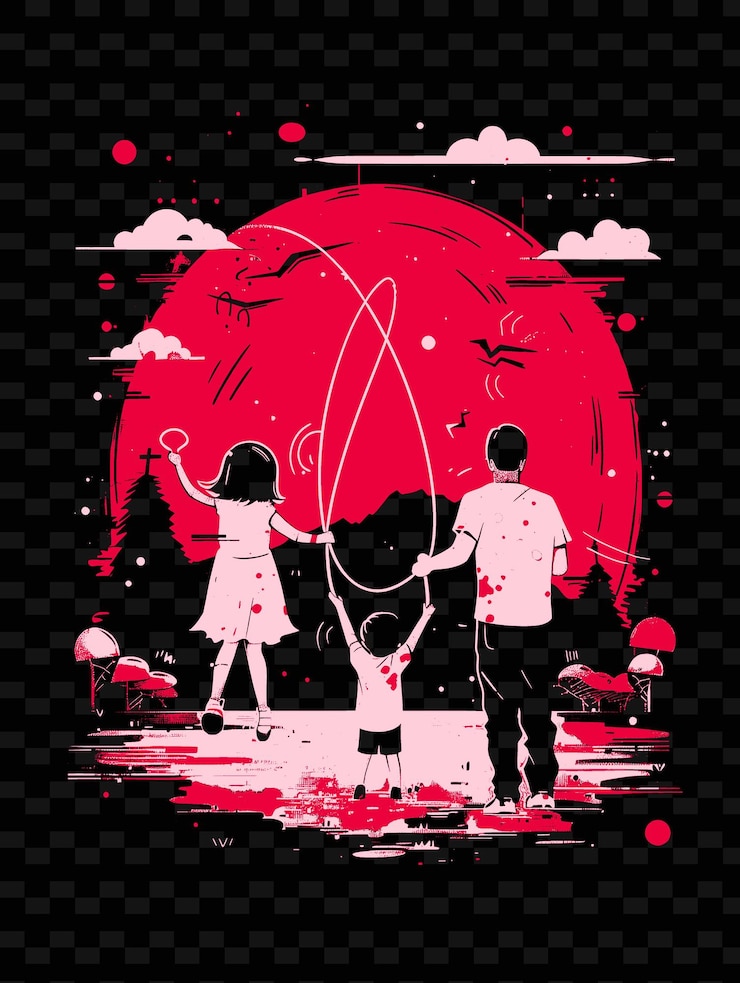PSD vader en dochter spelen samen springtouw in een park che png illustration art work designs