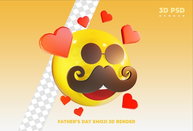 Vaderdag emoji met liefde 3d render pictogram badge geïsoleerd