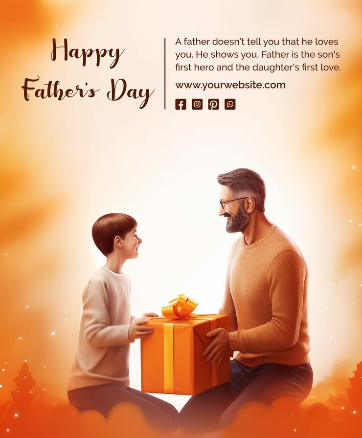 Vadersdag concept een vader die een geschenk van zijn zoon krijgt op een witte achtergrond