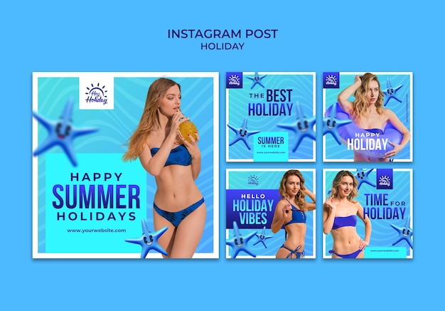 PSD vakantie ontspanning instagram berichten sjabloon