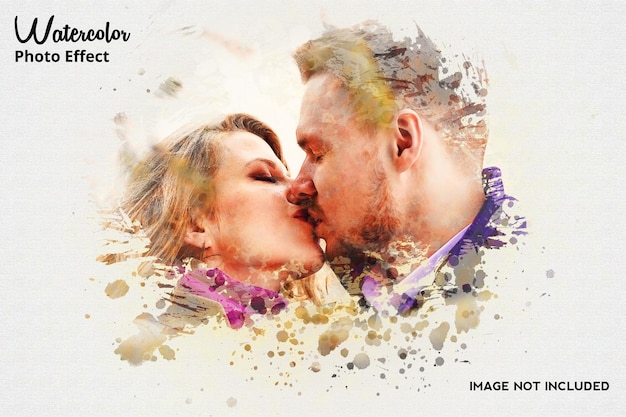 Valentijnsdag aquarel penseel foto frame-effect photoshop psd