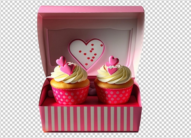 Valentijnsdag geschenkdoos met heerlijke cupcake