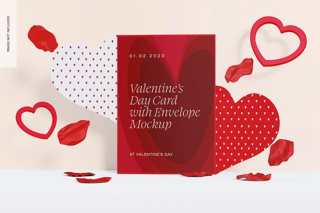 Valentijnsdag kaart met envelop mockup, vooraanzicht
