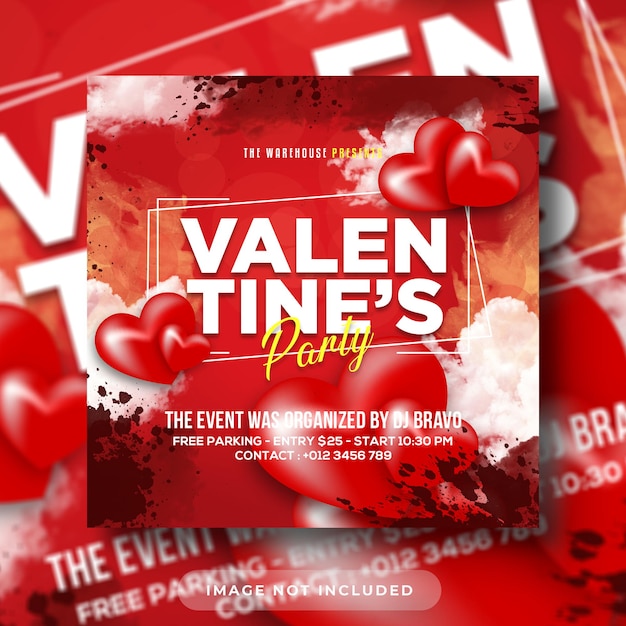 Valentijnsdag liefdesfeest flyer social media post en webbanner