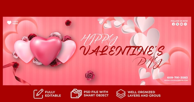 Valentijnsdag Social Media Banner gemaakt in Adobe Photoshop