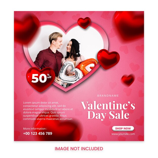 PSD valentijnsdag verkoop banner voor social media post