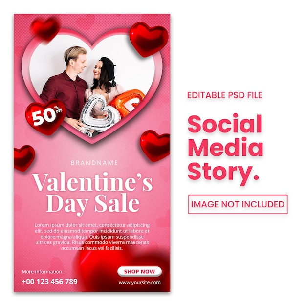 Valentijnsdag verkoop banner voor social media story