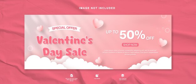 Valentijnsdag verkoop facebook cover sjabloon ontwerp