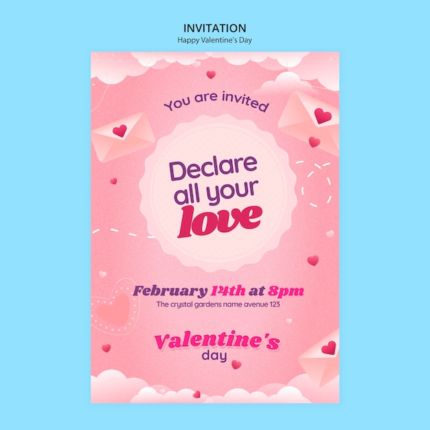 PSD valentijnsdag viering uitnodiging sjabloon