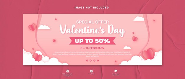Valentijnsdagverkoop Facebook Cover Template Design