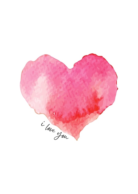 PSD valentijnskaart roze waterverf hart