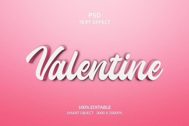 Valentine 3d Efekt Stylu Tekstu Szablon Psd