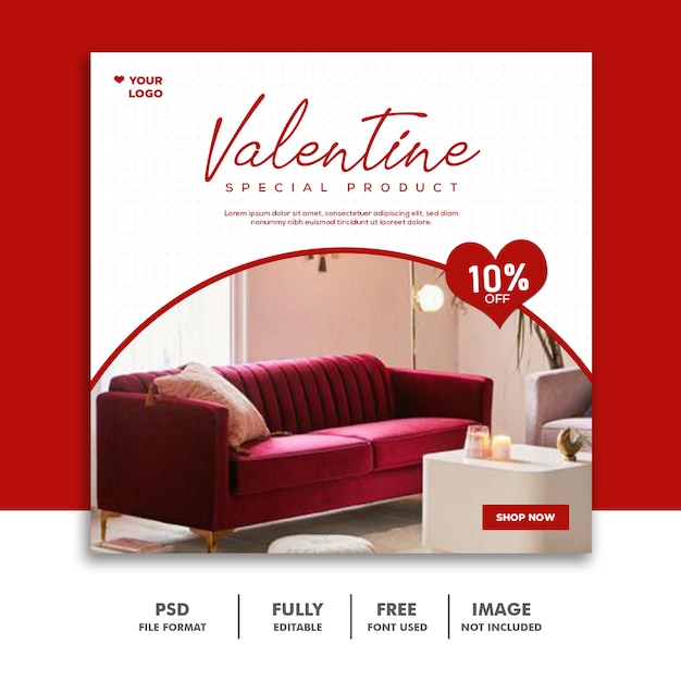 Valentine Banner Media Społecznościowe Post Instagram Meble Red Special