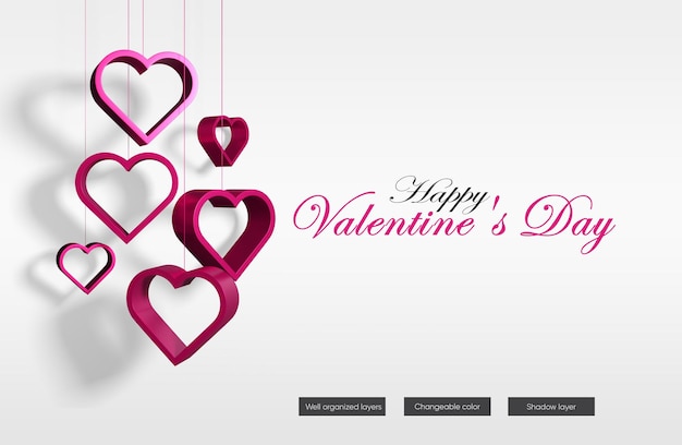 Valentine banner mockup design in 3d rendering