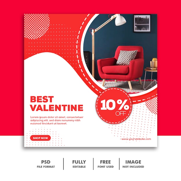 Valentine banner social media banner instagram, arredamento moderno miglior rosso