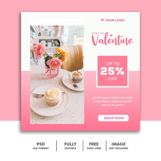 Valentine Banner Social Media Post Instagram Cake