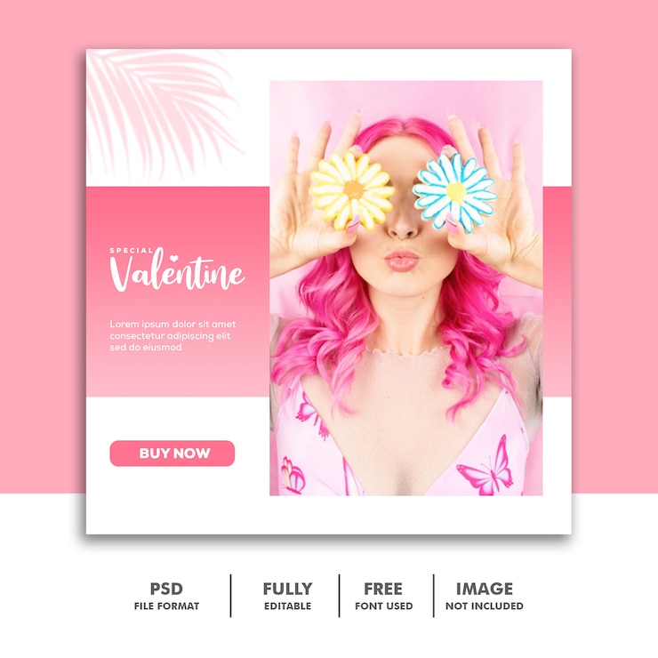 PSD valentine banner 소셜 미디어 포스트 instagram 패션 핑크