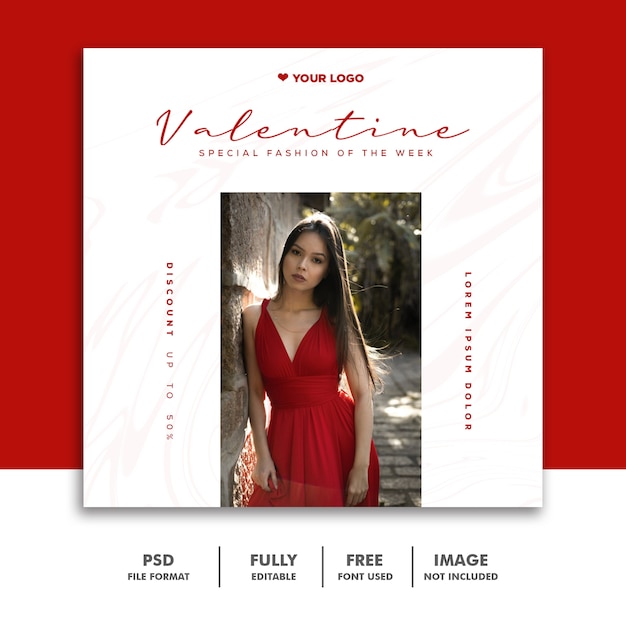 Valentine Banner Social Media Post Instagram Fashion Red