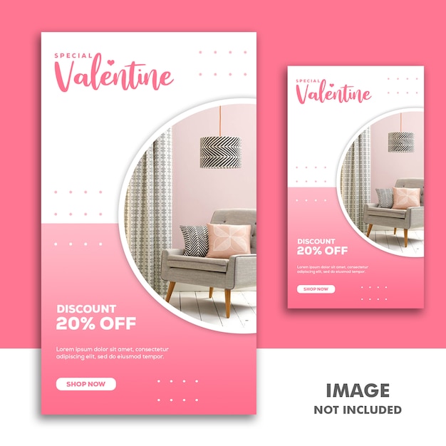 Valentine Banner Social Media Post Instagram Meble Różowa zniżka