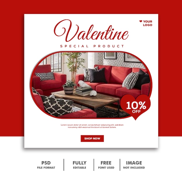 Valentine banner social media post instagram meubels rood