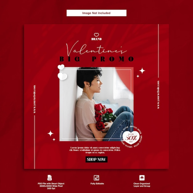 PSD valentine big promo sale instagram post template design