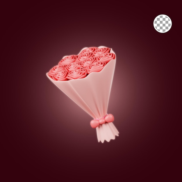 PSD valentine-bloememmer 3d illustratie