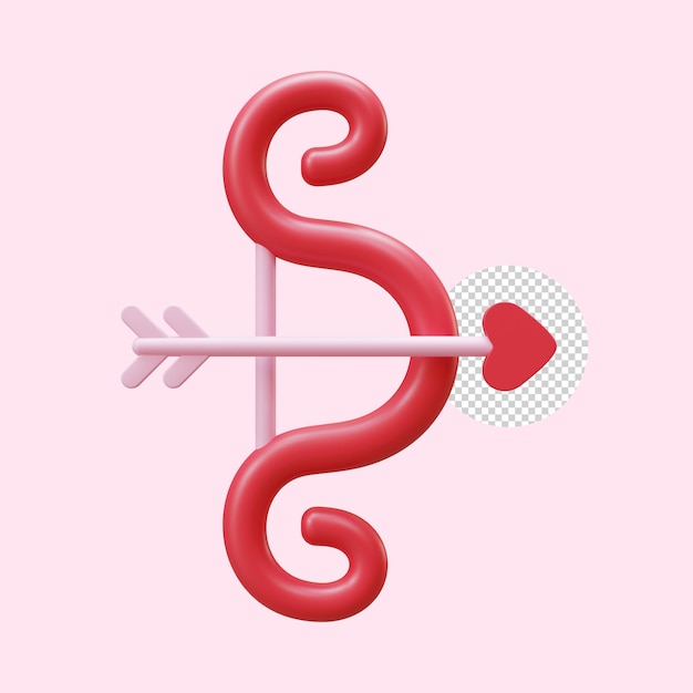 PSD valentine bow and arrow 3d render element